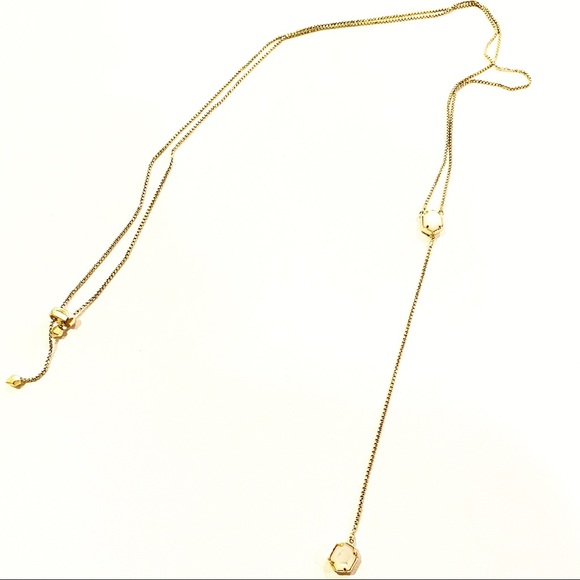 Kendra Scott Tomon Adjustable Y Necklace - Gold and Ivory Mother of Pearl - Picture 3 of 6